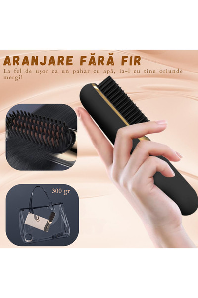 Versatyx Professional cordless beard and hair straightening brush, 4 temperature settings, Ceramic Coating