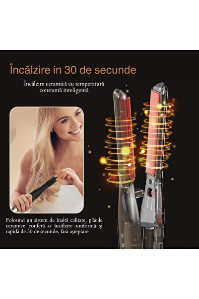 Versatyx Placa de indreptat parul si barba, Fara fir, Invelis ceramic, Temperatura variabila