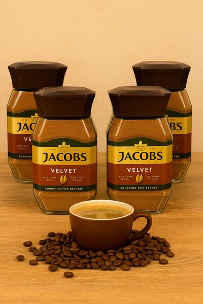 Jacobs Velvet %100 Çözünebilir Kahve 95 gr x 4 Adet
