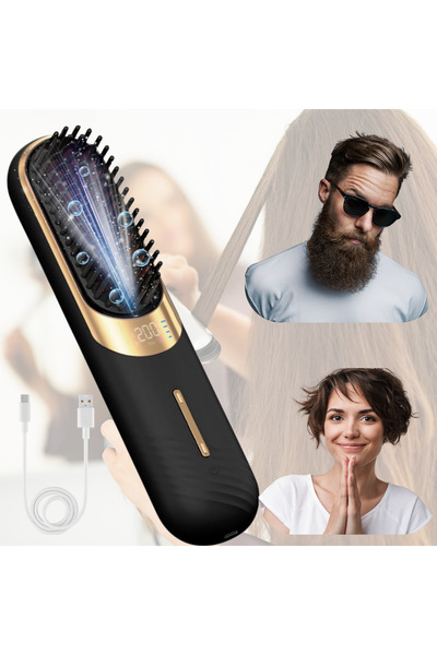 Versatyx Professional cordless beard and hair straightening brush, 4 temperature settings, Ceramic Coating