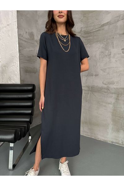 Elif Özbey Butik Rochie afumată modal lejeră - Detaliată cu fantă