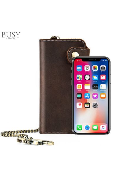 Busy Lady&Gentleman Women's wallet Rock, premium genuine leather, smartphone compartment, multiple slots, coin zipper