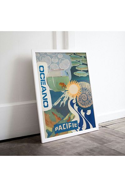 Arthopia Pacific Ocean Summer Vibe Μπλε Θάλασσα Ψάρια στη Θάλασσα Pinterest Δώρο Πλαίσιο αφίσας Καλλιτεχνική ζωγραφική