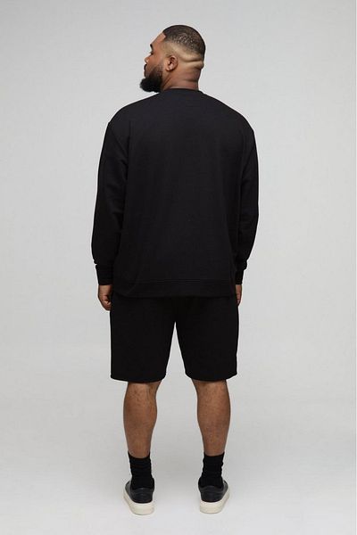 vladivosto Battal Mold Large Size Oversize Bermuda Shorts Black Gray