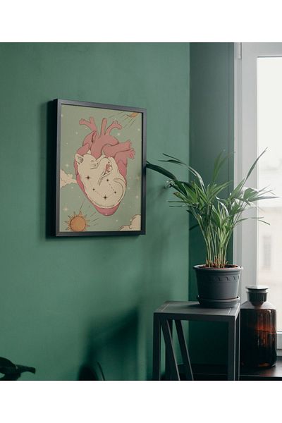 Arthopia Lovely Cat Pink Heart Kitten Pinterest Αφίσα με κορνίζα Υψηλής ποιότητας διακοσμητικό σχέδιο ζωγραφικής