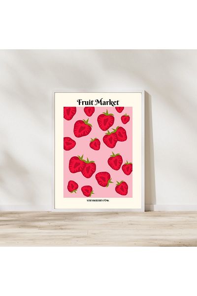 Arthopia Pinterest Fruit Market Strawberry Poster Πίνακας υψηλής ποιότητας σχεδίασης με πλαίσιο