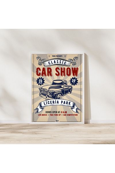 Arthopia Vintage Classic Cars Αφίσα με κορνίζα Υψηλής ποιότητας ζωγραφική σχεδίου