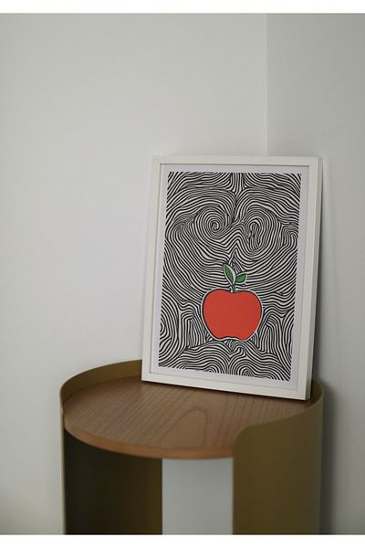 Arthopia Αφίσα με κορνίζα με γραμμικό σχέδιο Apple