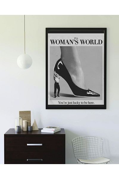 Arthopia Woman's World Banner Pinterest Δώρο Αφίσα Πίνακας Καλλιτεχνικού Σχεδιασμού με κορνίζα