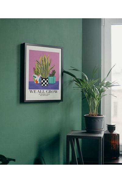 Arthopia We All Grow Motivation Pinterest Δώρο Αφίσα Πίνακας Καλλιτεχνικού Σχεδιασμού με κορνίζα