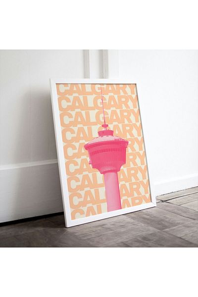 Arthopia Calgary Pink City Cities Pinterest Αφίσα με κορνίζα Υψηλής ποιότητας διακοσμητικό σχέδιο ζωγραφικής