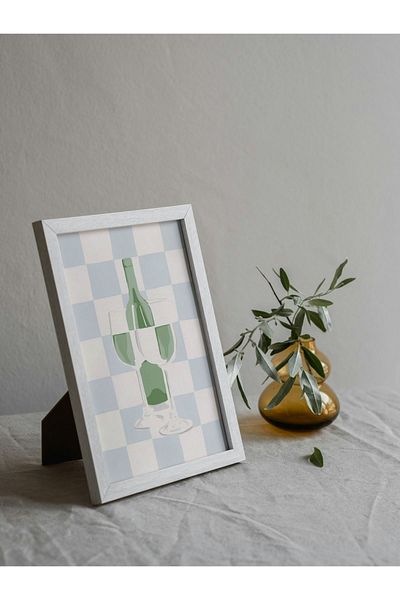 Arthopia Vine Pastel Πράσινο Ποτήρι κρασιού Pinterest Πλαίσιο αφίσας Υψηλής ποιότητας ζωγραφική σχεδίου