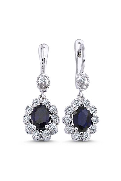 Lova Pırlantalı Oval Safir Anturaj Küpe - 3070014