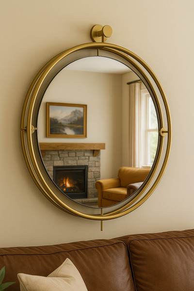 Mgs Ayna Tinatti Dekoratif Ayna Banyo Aynası Tuvalet Aynası Gold Ayna