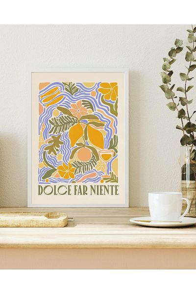 Arthopia Dolce Far Niente Πορτοκαλί Αισθητικό Πανό Pinterest Δώρο Αφίσα Πίνακας Καλλιτεχνικού Σχεδιασμού με κορνίζα