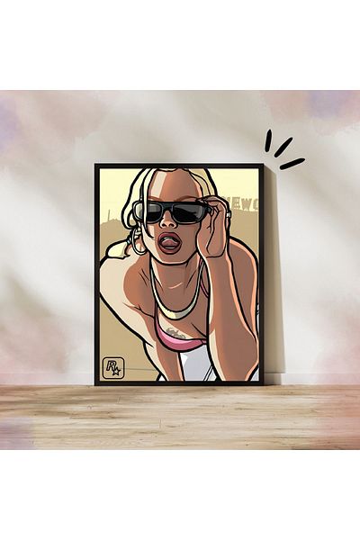 Arthopia GTA San Andreas Lolita Πίνακας υψηλής ποιότητας σχεδίου με κορνίζα αφίσας