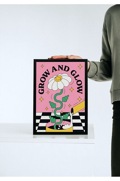 Arthopia Grow And Glow Pinterest Αφίσα με κορνίζα Υψηλής ποιότητας διακοσμητικό σχέδιο ζωγραφικής