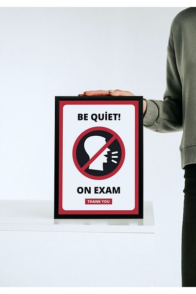 Arthopia Be Quiet There's an Exam Διακοσμητική αφίσα με πλαίσιο υψηλής ποιότητας σχεδιασμού