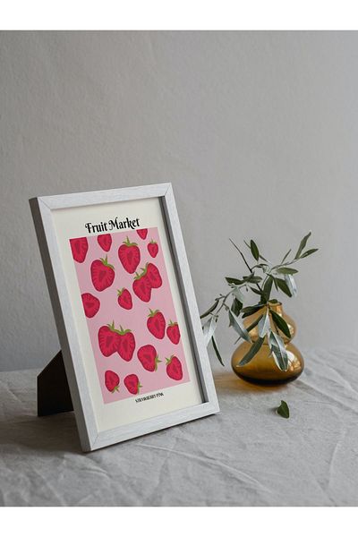 Arthopia Pinterest Fruit Market Strawberry Poster Πίνακας υψηλής ποιότητας σχεδίασης με πλαίσιο