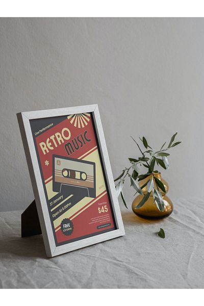 Arthopia Vintage Pinterest ρετρό αφίσα μουσικής με κορνίζα υψηλής ποιότητας σχεδίασης