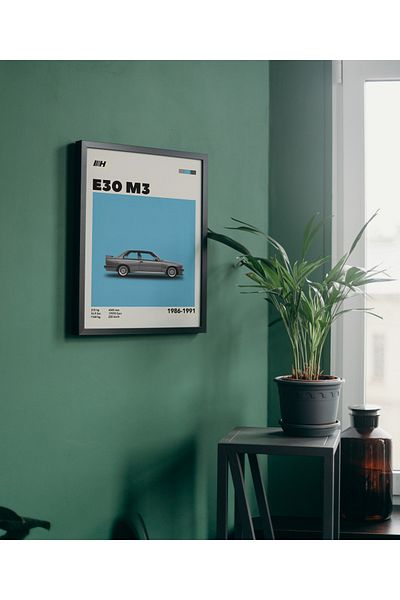Arthopia BMW E30 M3 Series Vintage Διακόσμηση Υψηλής ποιότητας Πλαίσιο Ζωγραφικής Τοίχου Αφίσα