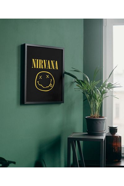 Arthopia Λογότυπο Nirvana Πανό Kurt Cobain Pinterest Αφίσα με κορνίζα Υψηλής ποιότητας ζωγραφική σχεδίου