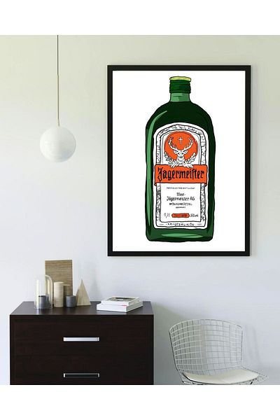 Arthopia Μονό Jagermeister Alcohol Pinterest Πίνακας καλλιτεχνικού σχεδιασμού με πλαίσιο αφίσας