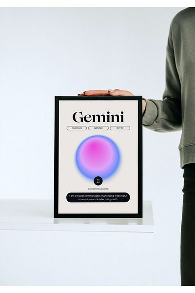 Arthopia Gemini Gemini Zodiac Signs Pinterest Αφίσα με κορνίζα Υψηλής ποιότητας διακοσμητικό σχέδιο ζωγραφικής
