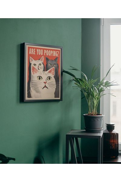 Arthopia Vintage Pinterest Are You Pooping Cats Πίνακας σχεδίασης διακόσμησης υψηλής ποιότητας με πλαίσιο