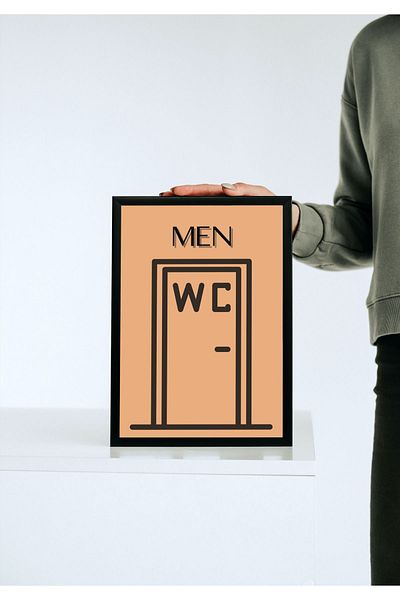 Arthopia Ανδρική τουαλέτα Ανδρική διακόσμηση WC Πίνακας υψηλής ποιότητας σχεδίου με πλαίσιο αφίσας