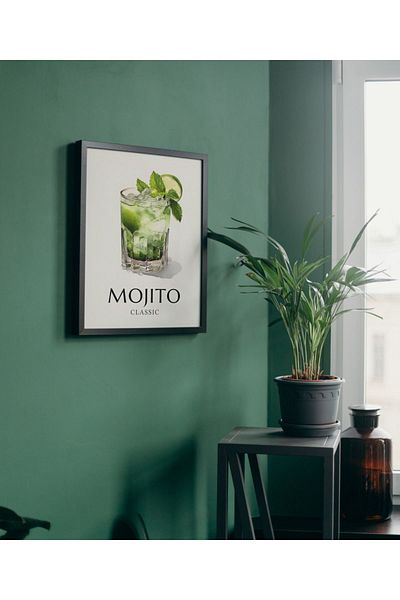 Arthopia Mojito Cocktail Alcohol Drink Αφίσα με κορνίζα Δώρο Διακόσμηση Σχέδιο Ζωγραφική