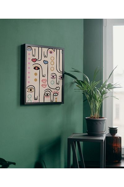 Arthopia Πολύχρωμα γραμμικά πρόσωπα Pinterest Αφίσα με κορνίζα Υψηλής ποιότητας Σχέδιο διακόσμησης σπιτιού Ζωγραφική