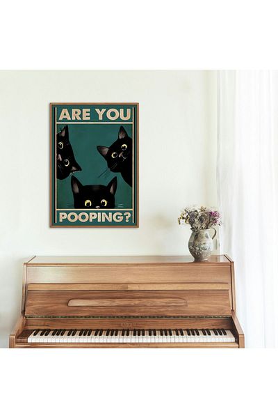 Arthopia Υψηλής ποιότητας Are You Pooping Τουαλέτα για γάτα μπάνιου - Αφίσα χωρίς πλαίσιο