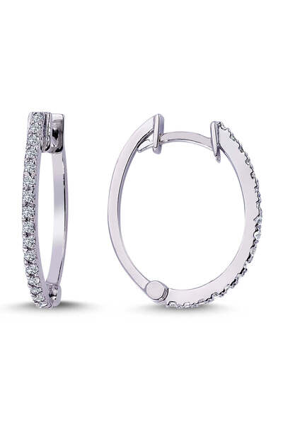 Lova Pırlantalı Oval Halka Küpe - 3030019