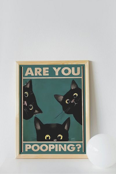 Arthopia Υψηλής ποιότητας Are You Pooping Τουαλέτα για γάτα μπάνιου - Αφίσα χωρίς πλαίσιο
