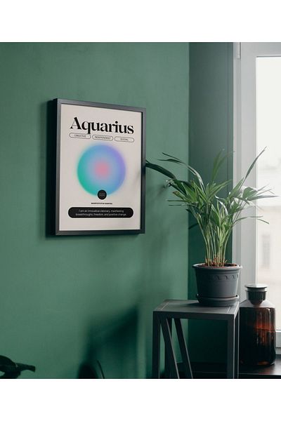 Arthopia Aquarius Aquarius Zodiac Signs Pinterest Αφίσα με κορνίζα Υψηλής ποιότητας διακοσμητικό σχέδιο ζωγραφικής