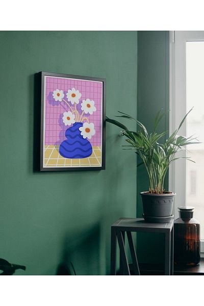 Arthopia Λουλούδια σε μπλε βάζο Αισθητική Pinterest Δώρο Αφίσα Πλαισιωμένη ζωγραφική καλλιτεχνικής σχεδίασης