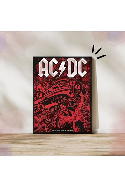 Arthopia AC/DC Rock N Roll Train Pinterest Πίνακας υψηλής ποιότητας σχεδίου με πλαίσιο αφίσας