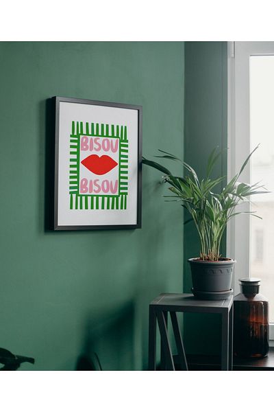 Arthopia Bisou Red Lips Pinterest Δώρο Αφίσα Πίνακας Καλλιτεχνικού Σχεδιασμού με κορνίζα