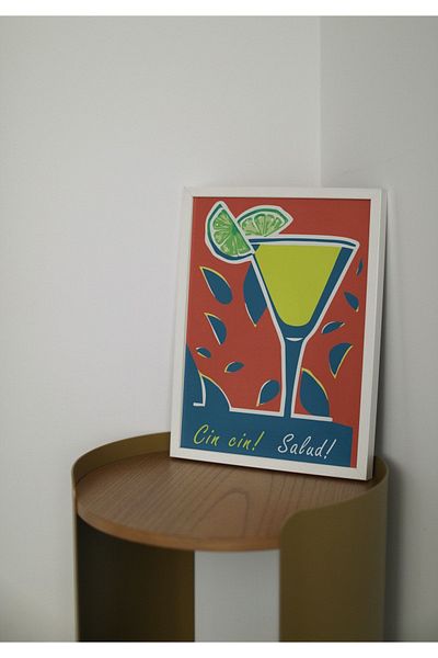 Arthopia Αφίσα σχεδίου Gin Cocktail με πλαίσιο για την κουζίνα