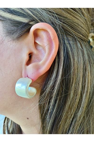 mos&more Off White Wide Ring C Earrings