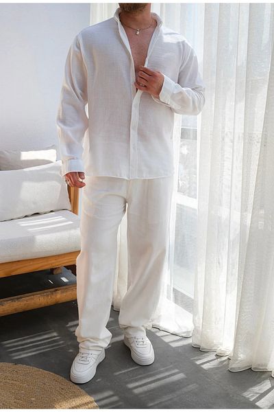 çerme Ανδρικό πουκάμισο Oversize Cut Line Look