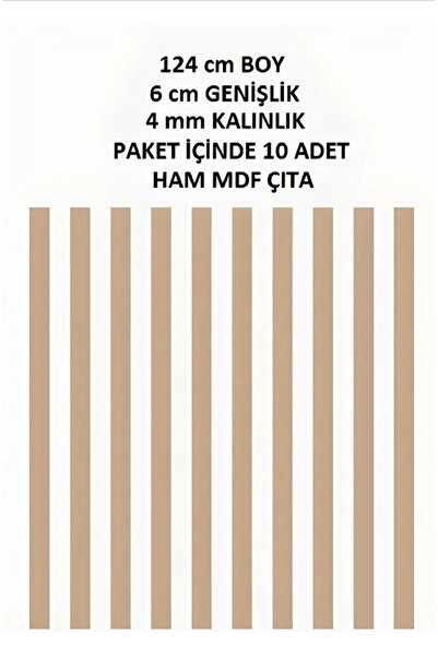 Rapithwin Ham Mdf Iskandinav Duvar Çıta 3 Mm Kalınlık X 124 Cm Uzunluk X 6 Cm Genişlik ( 10 Adet )