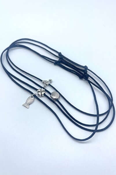 Concept HuBuTU Minimal Balık Midye Flamingo Yonca Figürlü Gümüş Kaplama Ip Ha...