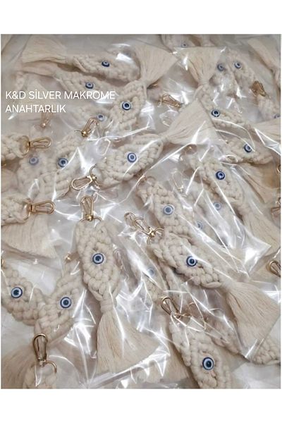 K&D SİLVER 50 قطعة من سلسلة مفاتيح مكرامية - هدية كونسبت، لحفلات الزفاف والخطوبة