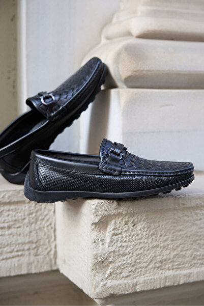 Vantaggio Чорні чоловічі лофери Phantom - 100% натуральна шкіра, з пряжкою