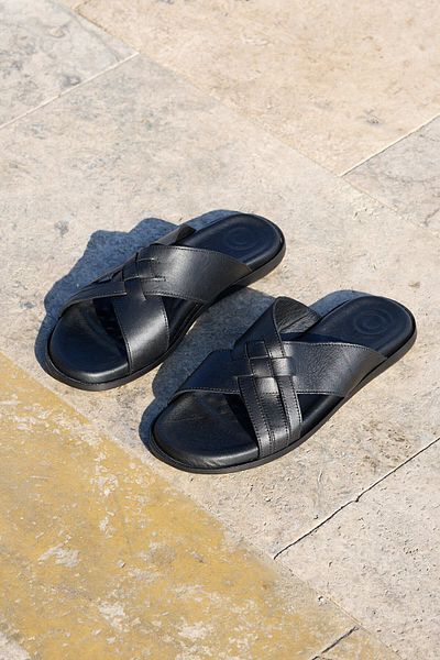 Vantaggio Ανδρικές παντόφλες Radiant Black - 100% γνήσιο δέρμα