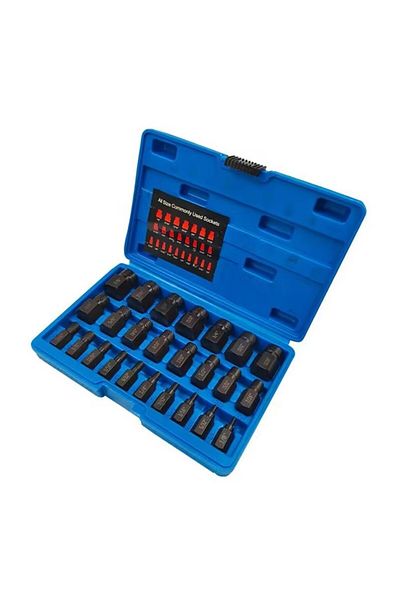 Globalport Retail Professional 25-piece set for screw extractors, hex, torx, spline, Cr-Mo