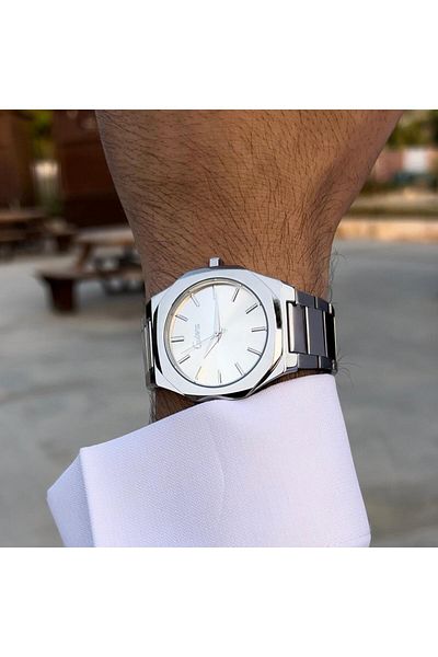 catera Men's Silver Steel Watch with White Dial