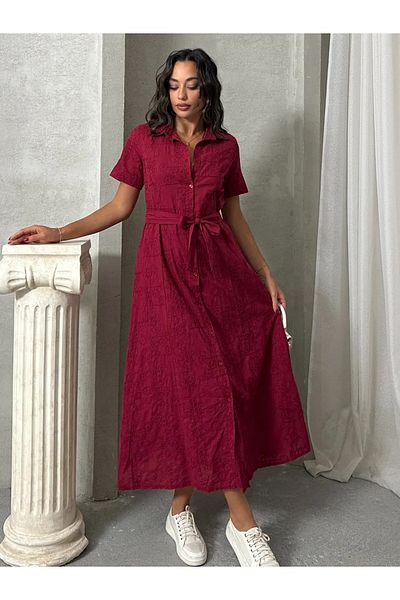SUN STYLE ROCHIE COTON IMPORTAT FISTO CU MODEL DE FLORI CU DETALII DE BIRUȘĂ ȘI CUREA